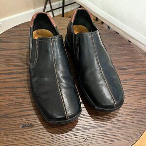 Cole Haan Men's Slip on Black Leather with Brown Stitching